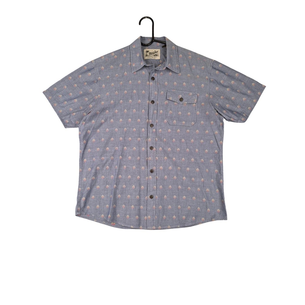 Howler Brothers Mens Blue Patterned Short Sleeve Button Down Shirt Size‎ Medium